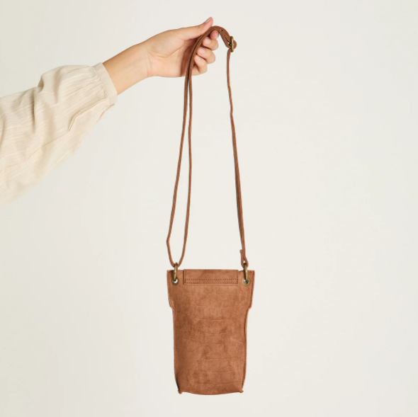 Porta Celular De Suede Texturizado Camel